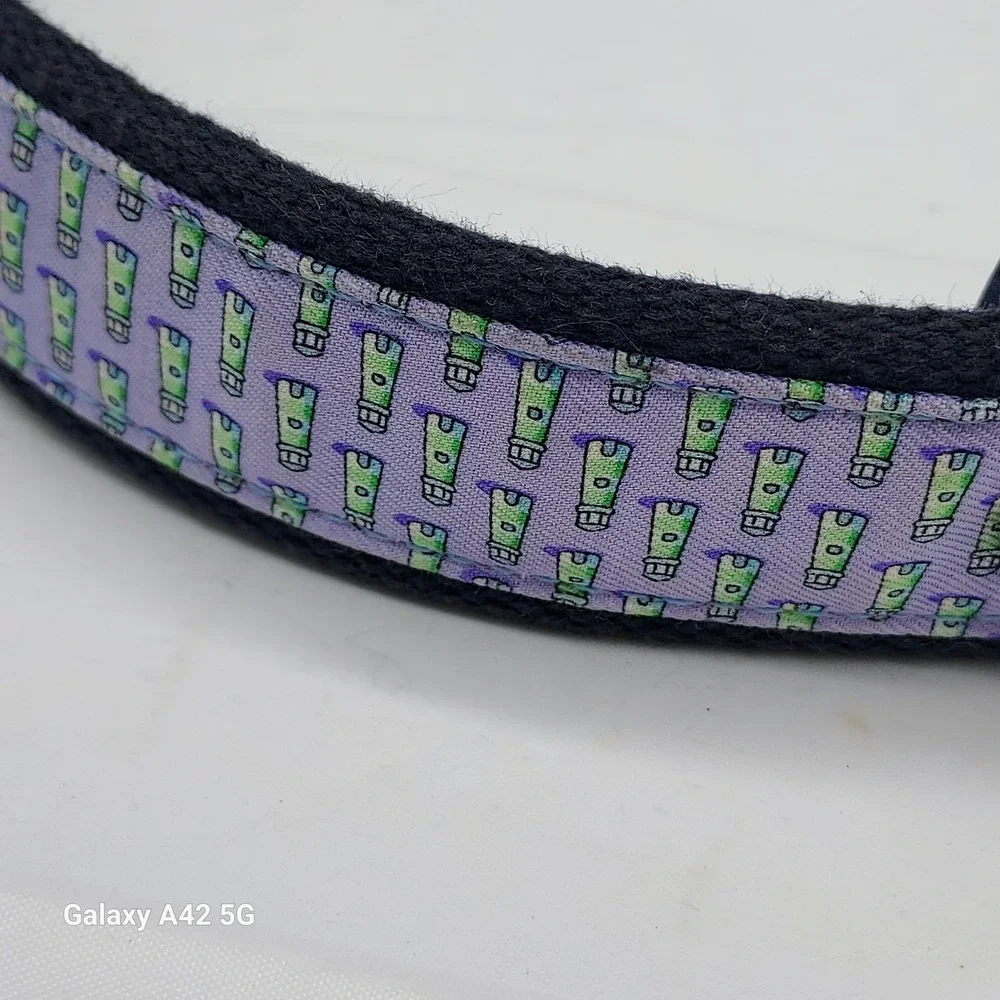 Vineyard Vines Mens Canvas Club Belt 34 Sunscreen Print Lavender Leather USA